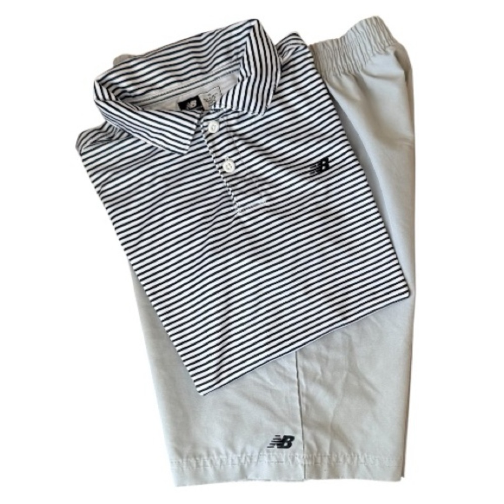 New Balance Kids Golf Set of Striped Polo and Shorts Size 10